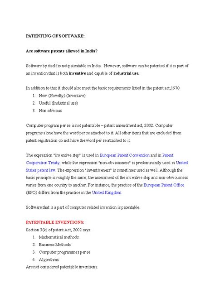 Are software patents allowed in India?