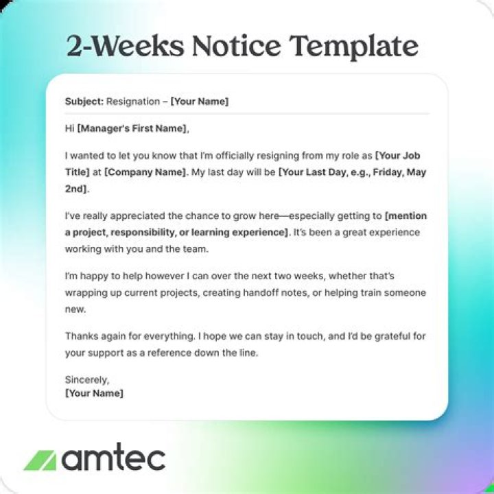 Can you give a 2 week notice over text?