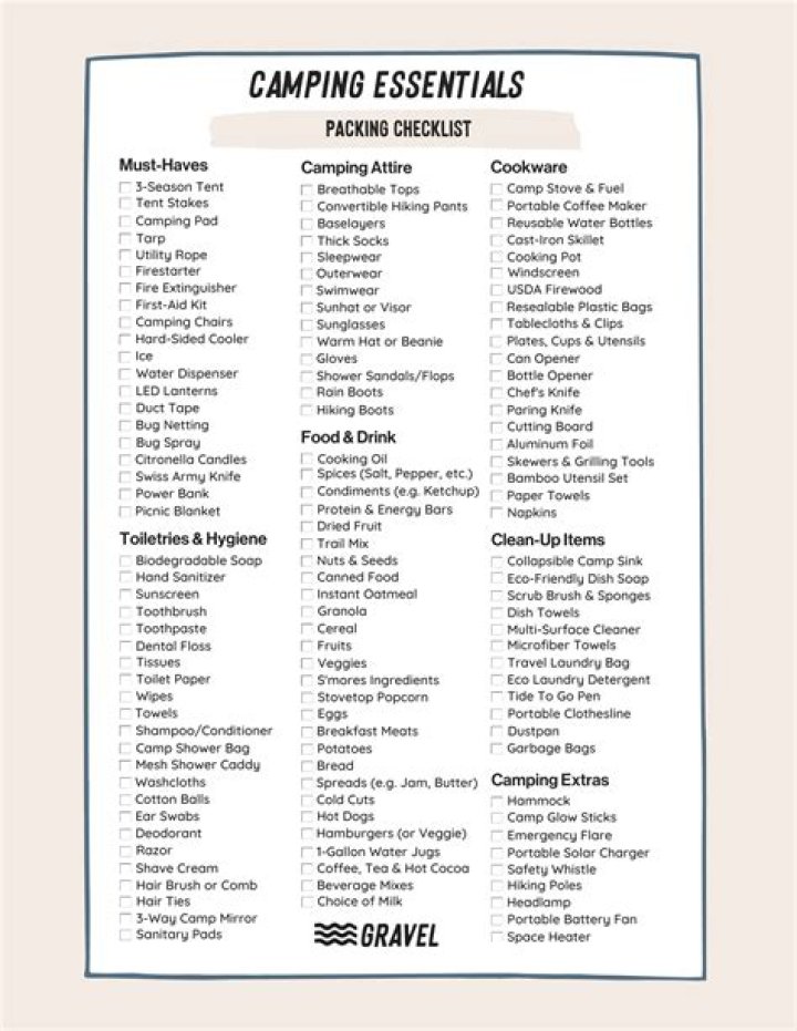 Do you have a good tent camping checklist?