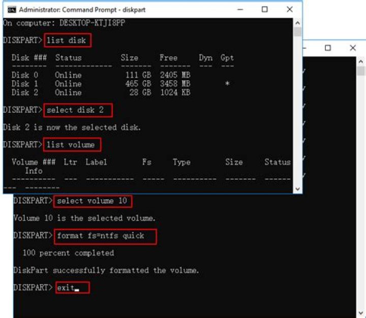 How can format USB drive in CMD?