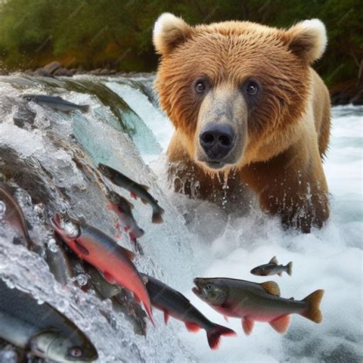 How do bears hunt for salmon?