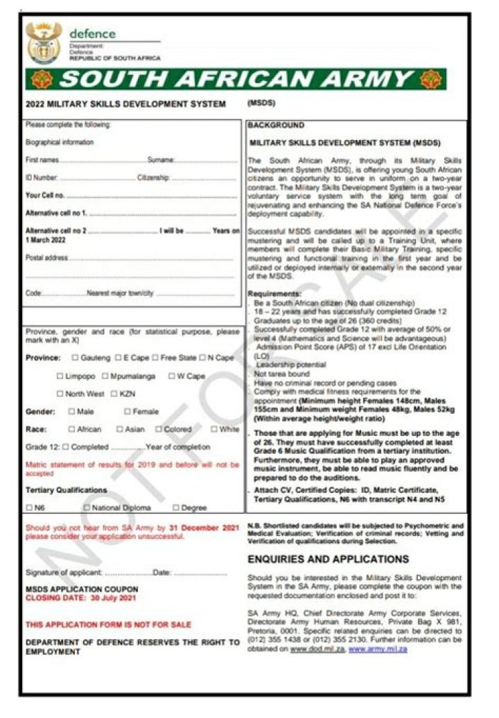 How do I apply for Sandf 2022?