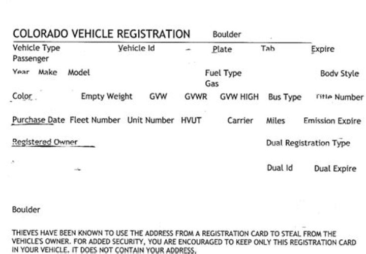 How do I change my address on my car registration in Colorado?