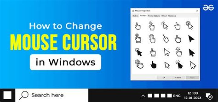 How do I change my cursor to a cross in Windows 7?