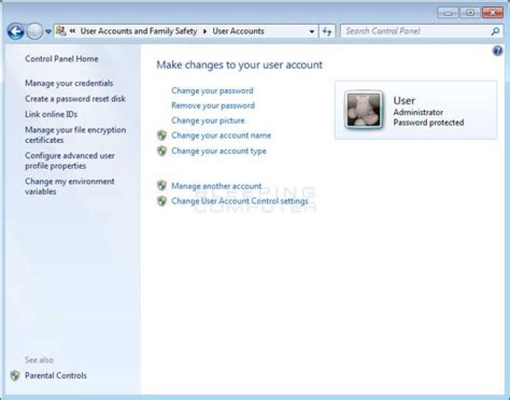 How do I change my user account picture in Windows 7?
