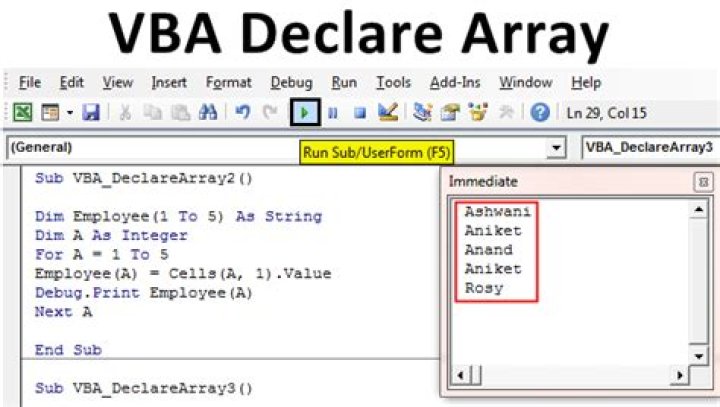 How do I declare an integer array in VBA?