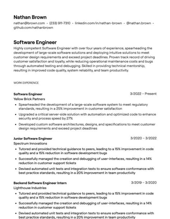 How do I describe my software engineer on a resume?