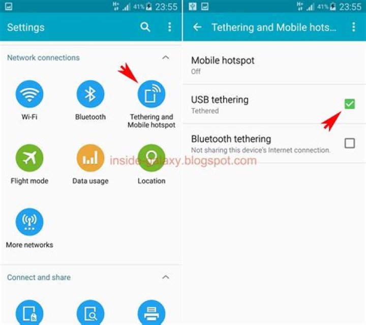 How do I enable USB tethering on my Galaxy s5?