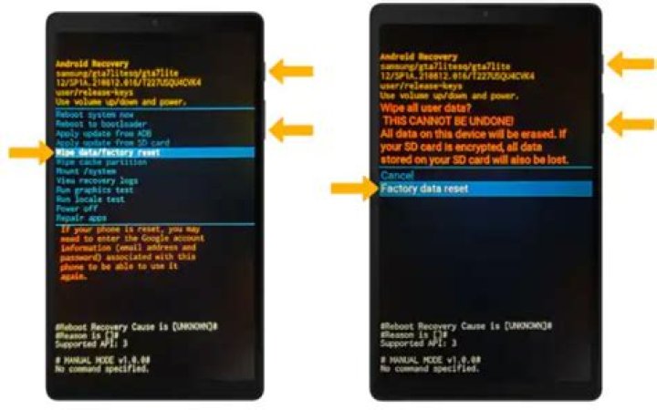 How do I factory reset my Android using the keyboard?