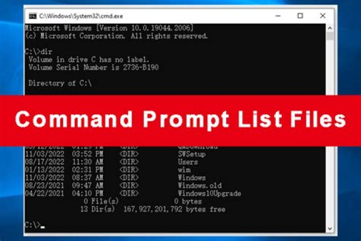 How do I get a list of commands in Command Prompt?