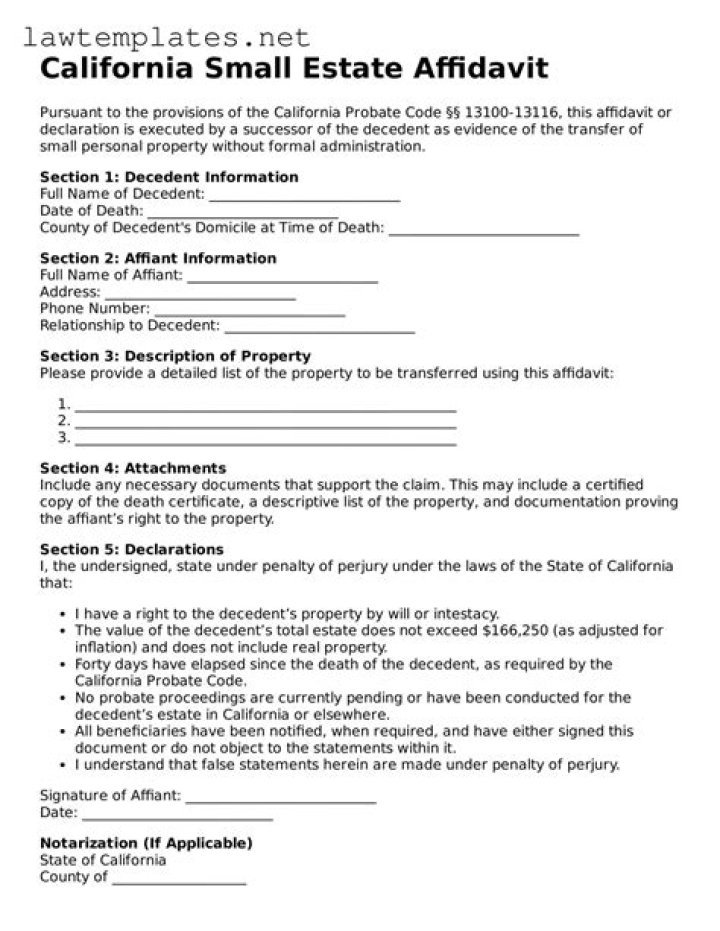 How do I get a small estate affidavit in California?
