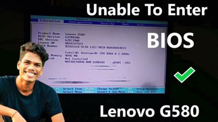 How do I get into the BIOS on a Lenovo G580 laptop?
