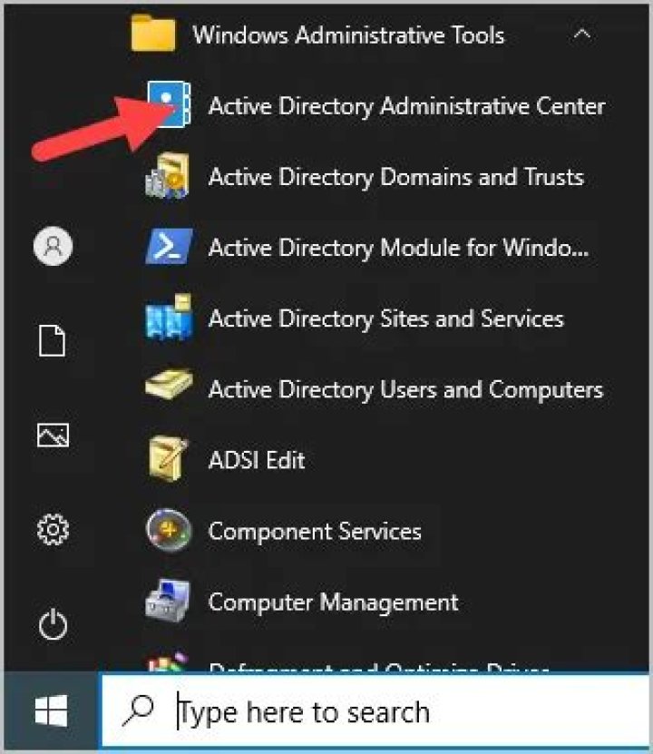 How do I get to Active Directory administrative tools?