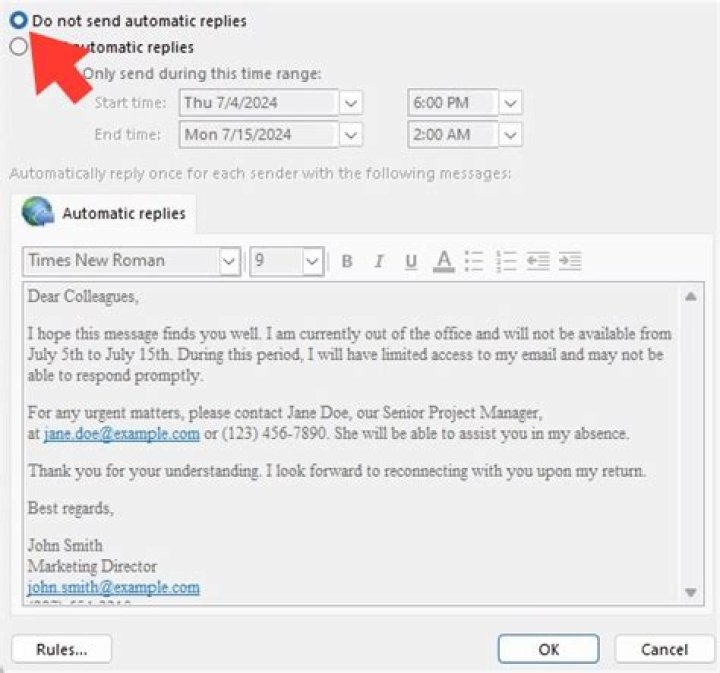 How do I setup an automatic reply in exchange?