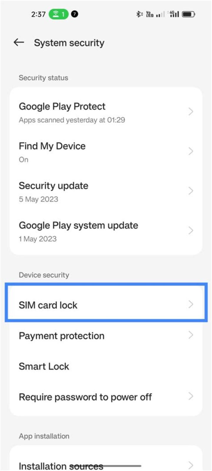 How do I turn off sim lock on Android?