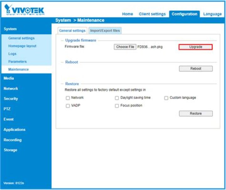 How do I update my Vivotek camera firmware?
