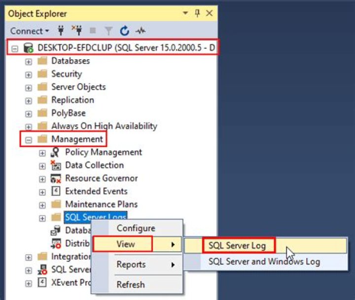 How do I view SQL Server log files?