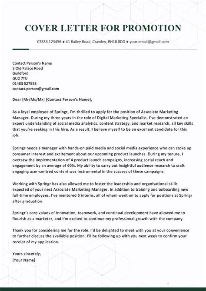 How do I write a letter of intent for a promotion?