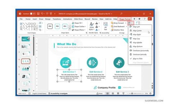 How do you align in PowerPoint?