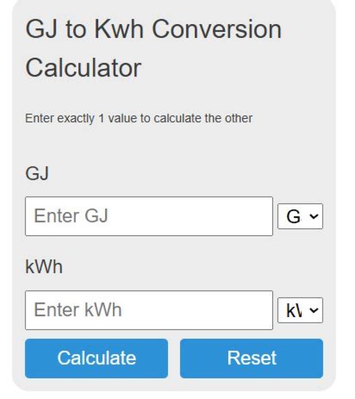 How do you convert GJ to kWh?