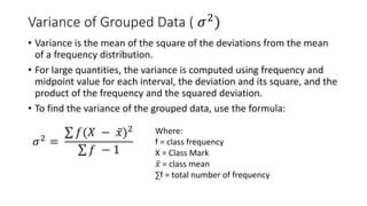 How do you find the variance of grouped data?