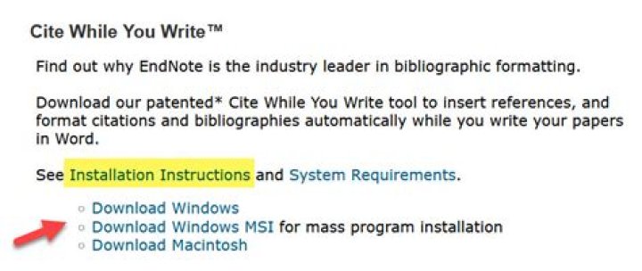 How do you install Cite While You Write in Word?