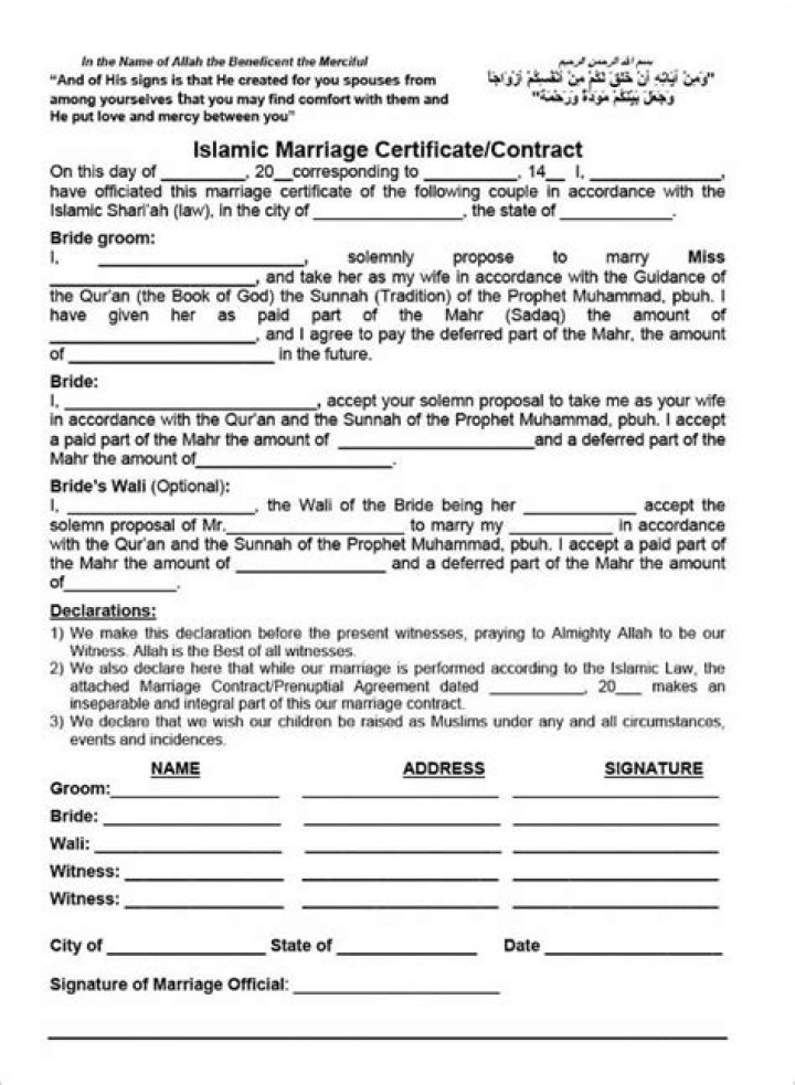 How do you make a marriage contract in Islam?