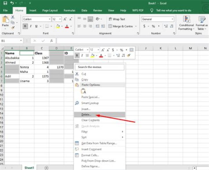 How do you shift cells to the left in Excel?