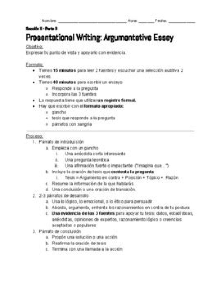 How do you start an AP Spanish essay?
