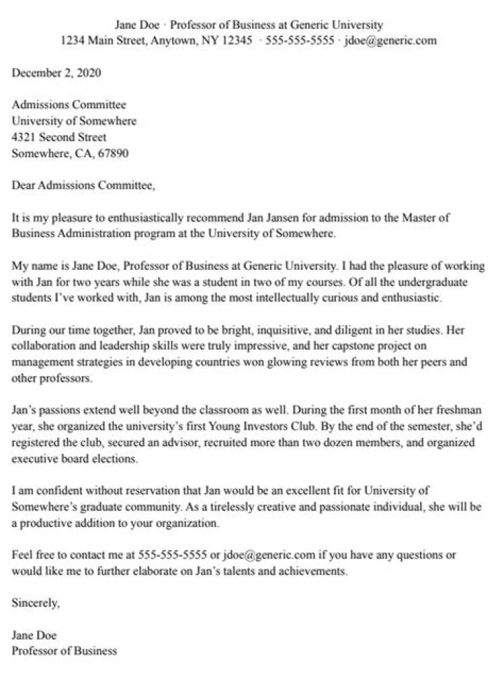 How do you write a good letter of recommendation for a scholarship?