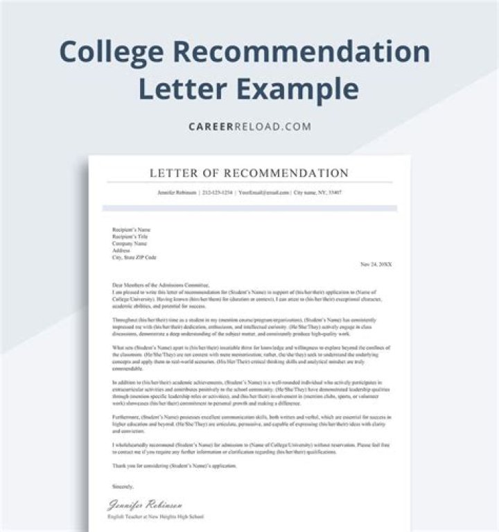 How do you write a letter of recommendation for high school students for college?