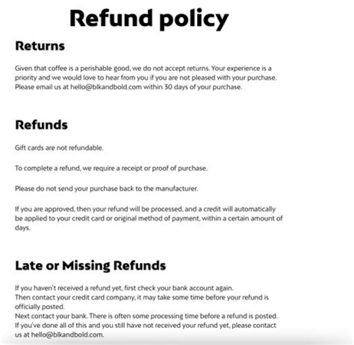 How do you write a refund policy for a website?