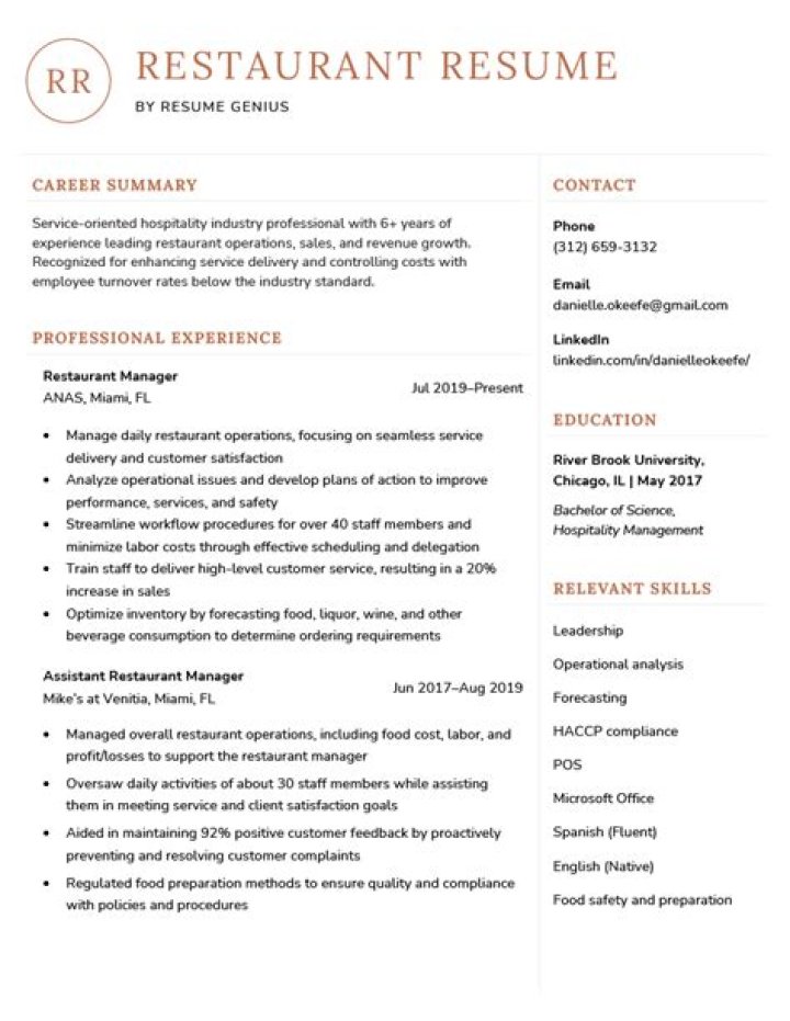 How do you write a resume for a restaurant with no experience?