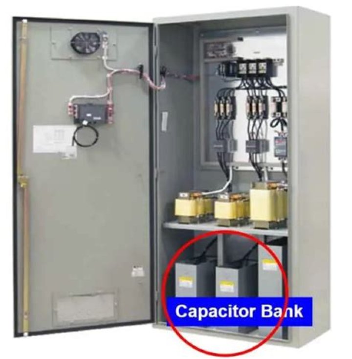 How does a capacitor bank discharge?