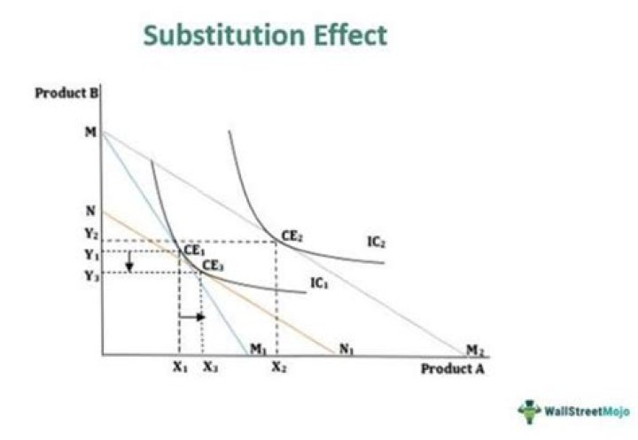 How does substitution effect work when the price of an item drops?