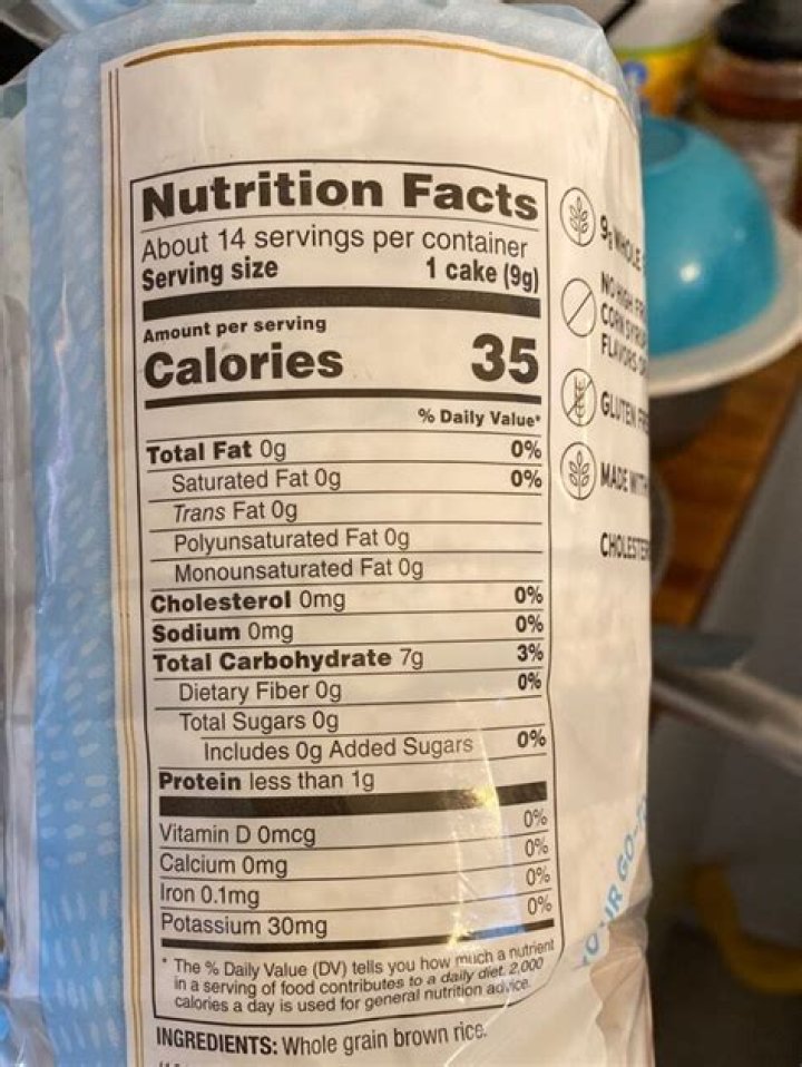 How many calories are in a Quaker mini rice cake?