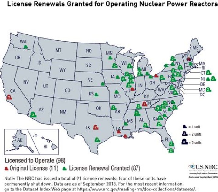 How many nuclear reactors are in Washington?