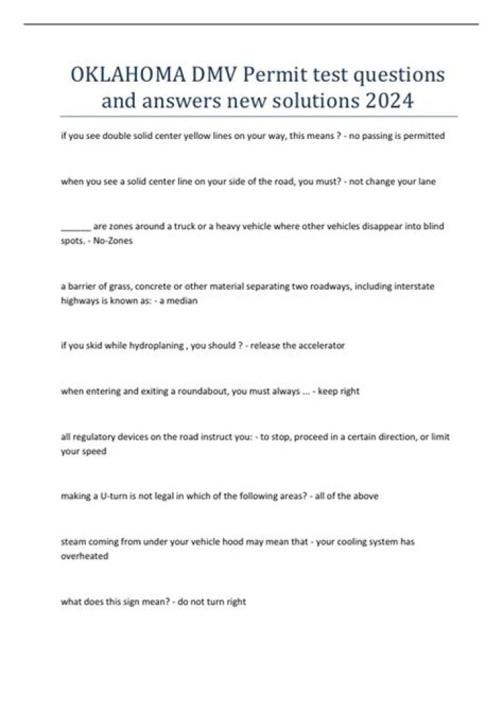 How many questions are on the Oklahoma permit test 2021?