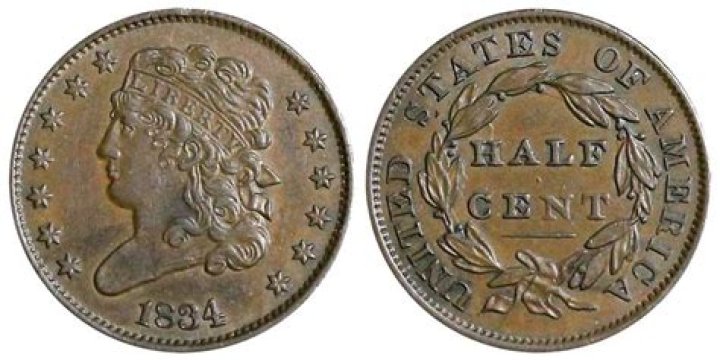 How much is a 1834 one cent worth?