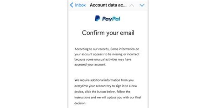 Is PayPal confirm your identity email a scam?