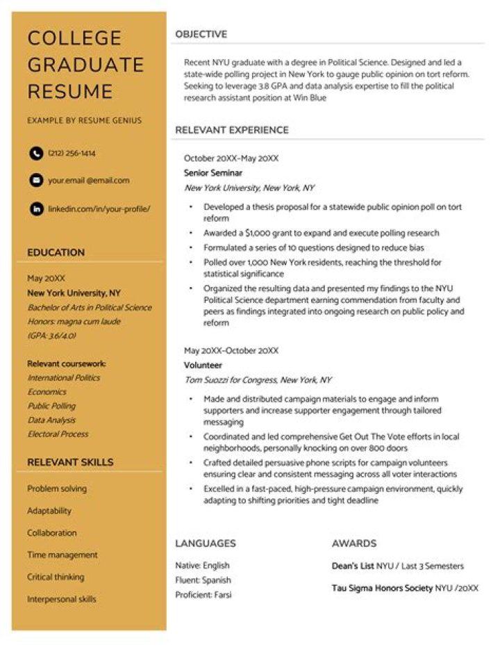 Is there a resume template for recent college graduates?