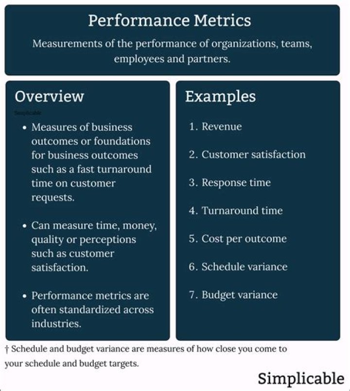 What are examples of performance metrics?