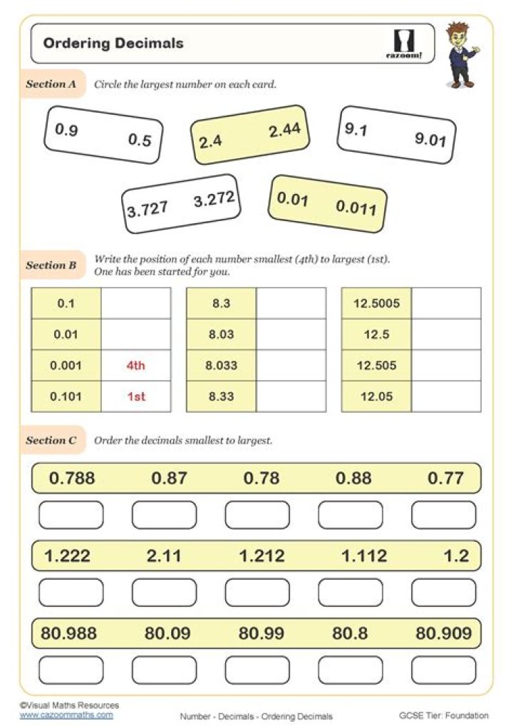What are Grade 4 decimals worksheets?