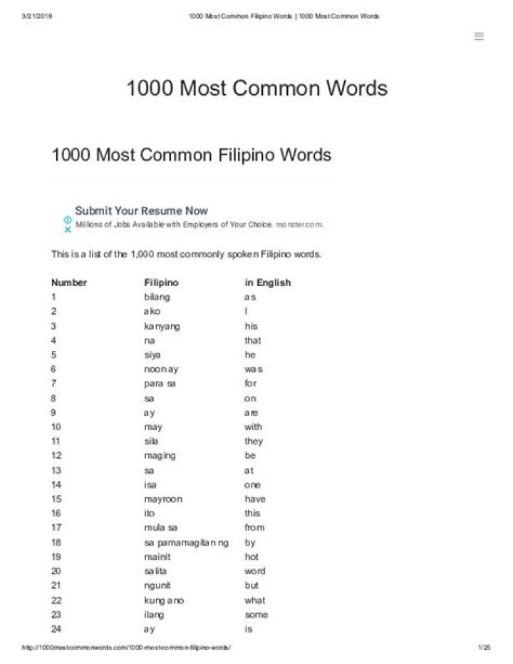 What are some common Filipino words?