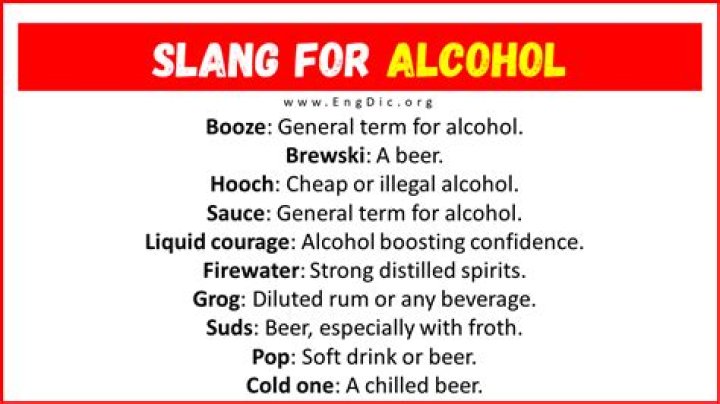 What are some slang names for alcohol?