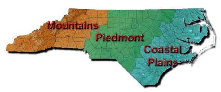 What are the 4 main regions of North Carolina?