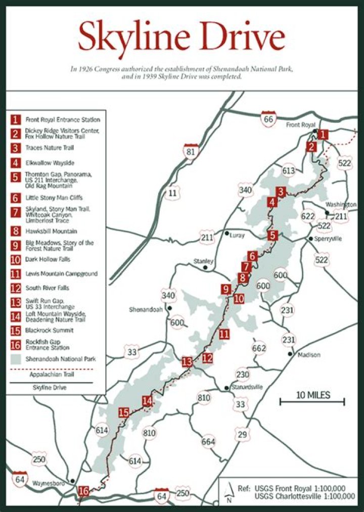 What are the entrances to Skyline Drive?