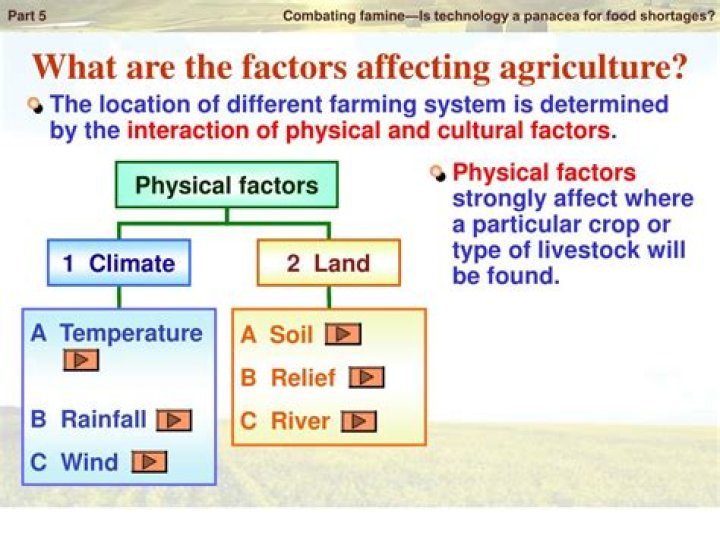 What are the factors affecting agricultural production?