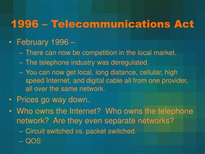 What are the main components of the 1996 Telecommunications Act?