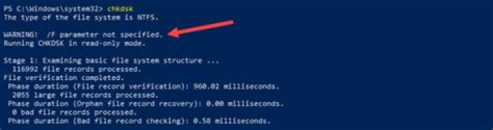 What are the options for chkdsk?